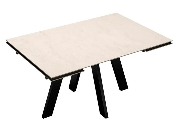 Стол обеденный раздвижной DikLine DM140 Хромикс белый/опоры черные в Магадане - изображение 11