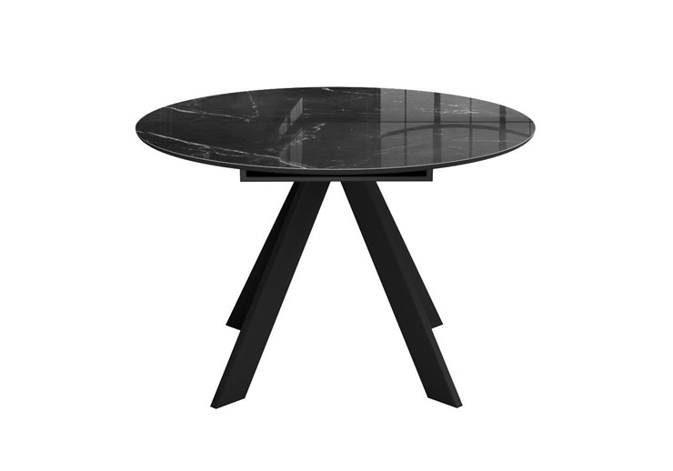 Стол на кухню раздвижной DikLine SFC110 d1100 стекло Оптивайт Черный мрамор/подстолье черное/опоры черные в Магадане - изображение 6