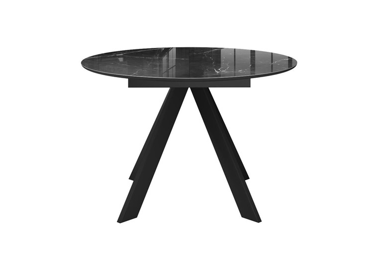 Стол на кухню раздвижной DikLine SFC110 d1100 стекло Оптивайт Черный мрамор/подстолье черное/опоры черные в Магадане - изображение 7
