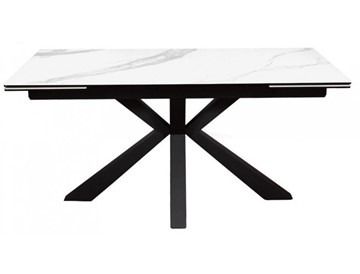 Стол на кухню раздвижной DikLine SFE140 Керамика Белый мрамор/подстолье черное/опоры черные (2 уп.) в Магадане - предосмотр 1