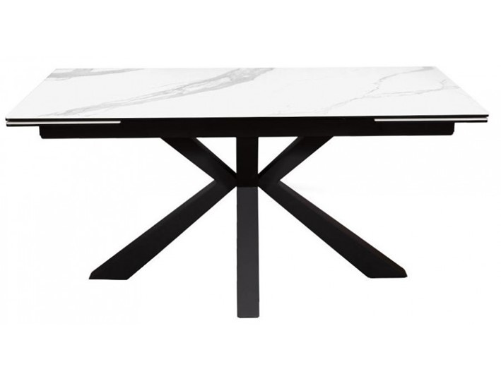 Стол на кухню раздвижной DikLine SFE140 Керамика Белый мрамор/подстолье черное/опоры черные (2 уп.) в Магадане - изображение 1