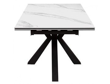 Стол на кухню раздвижной DikLine SFE140 Керамика Белый мрамор/подстолье черное/опоры черные (2 уп.) в Магадане - предосмотр 2
