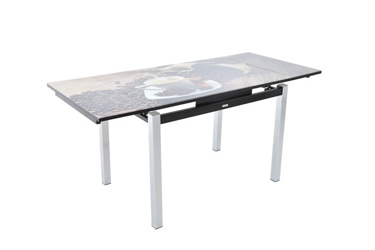 Кухонный стол раскладной Шанхай исп. 1, ноги метал. крашеные №21 Фотопечать (Мрамор №28) в Магадане - изображение 4