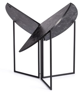 Стол складывающийся YOOP (mod. 1202) ЛДСП+меламин/металл, 100х100х72, чёрный мрамор/чёрный, арт.19491 в Магадане - предосмотр 1