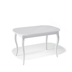 Кухонный раскладной стол Kenner 1300C (Белый/Стекло белое глянец) в Магадане
