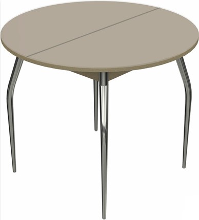 Раздвижной стол Ривьера исп. круг хром №5 (стекло молочное/дуб выбеленный) в Магадане - изображение
