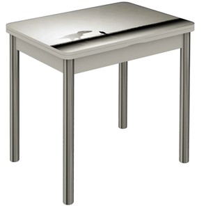 Кухонный раскладной стол Бари хром №6 (Exclusive h182/белый) в Магадане - предосмотр
