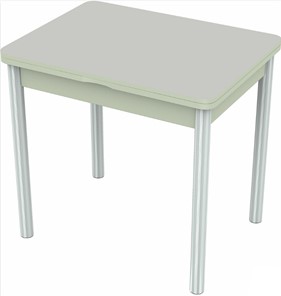 Кухонный стол раскладной Бари хром №6 (стекло белое/белый) в Магадане - предосмотр