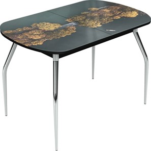 Обеденный раздвижной стол Ривьера исп.2 хром №5 (Exclusive h168/черный) в Магадане