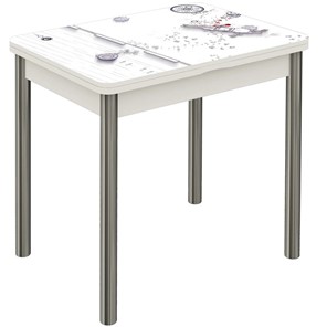 Раздвижной стол Бари хром №6 (Exclusive h174/белый) в Магадане - предосмотр