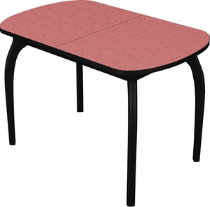 Кухонный стол раздвижной Ривьера мини дерево №1, пластик (цветы красные/черный) в Магадане - предосмотр