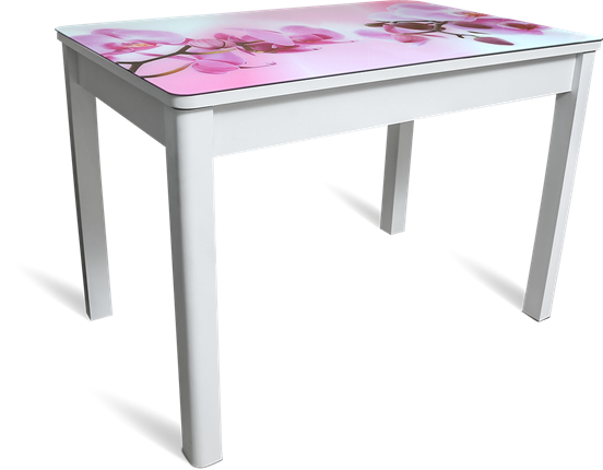 Раздвижной стол Айсберг-01 СТФ, белое лдсп/орхидея/40 прямые массив белые в Магадане - изображение