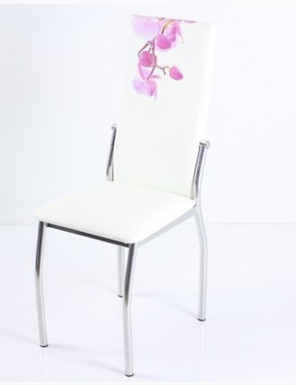 Стул В-610 СТ хром люкс/белый, фотопечать орхидея в Магадане - изображение