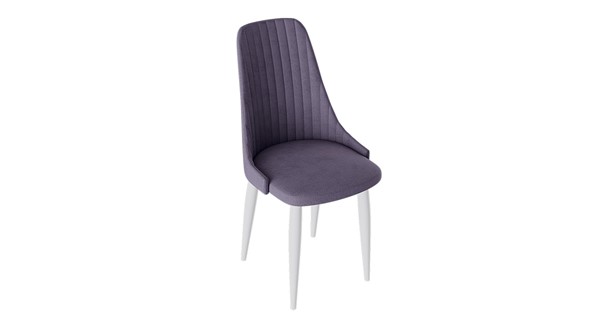 Обеденный стул Франк (конус) исп2 (Белый матовый/Микровелюр Фиолетовый) в Магадане - изображение