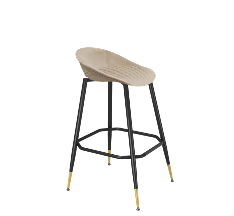 Барный стул SHT-ST19-SF1 / SHT-S148 (ванильный крем/черный муар/золото) в Магадане - изображение