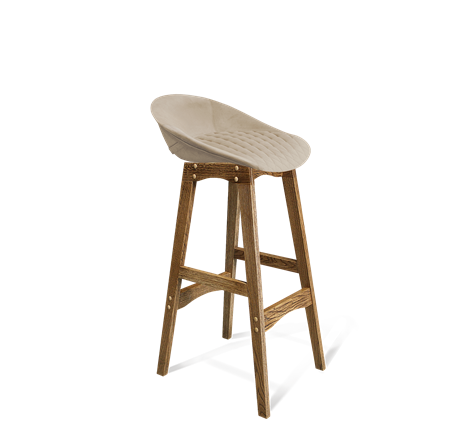 Барный стул SHT-ST19-SF1 / SHT-S65 (ванильный крем/дуб брашированный коричневый) в Магадане - изображение
