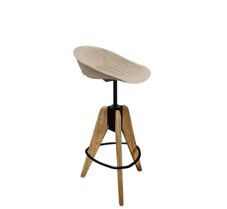 Барный стул SHT-ST19-SF1 / SHT-S92 (ванильный крем/браш.коричневый/черный муар) в Магадане - изображение