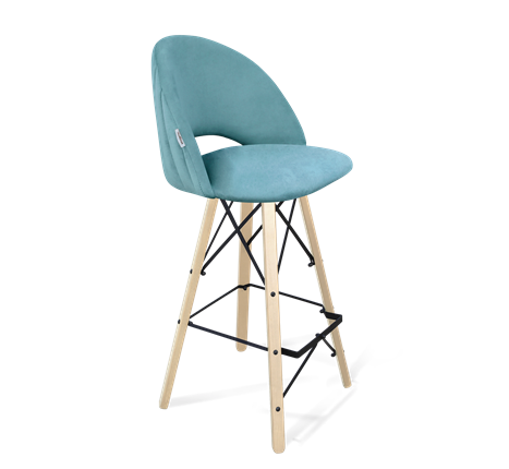 Барный стул SHT-ST34-1 / SHT-S80 (голубая пастель/прозрачный лак/черный) в Магадане - изображение