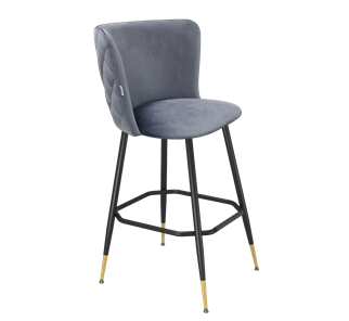 Барный стул SHT-ST36-3 / SHT-S148 (нейтральный серый/черный муар/золото) в Магадане