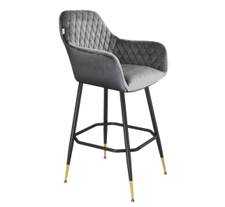 Барный стул SHT-ST38 / SHT-S148 (угольно-серый/черный муар/золото) в Магадане