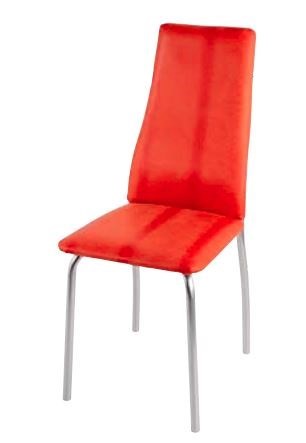 Обеденный стул Волна, каркас хром люкс, нубук -  оранжевый в Магадане - изображение 1