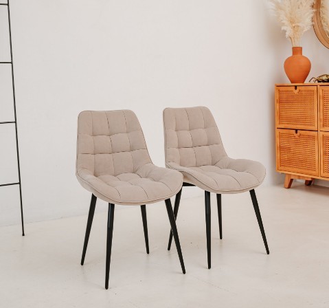 Комплект из 2-х кухонных стульев Комфорт бежевый черные ножки в Магадане - изображение 1