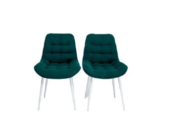 Комплект из 2-х кухонных стульев Комфорт изумрудный белые ножки в Магадане - предосмотр