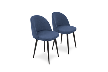 Комплект из 2-х кухонных стульев Лайт синий черные ножки в Магадане - предосмотр