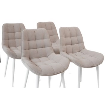 Комплект из 4-х кухонных стульев Комфорт бежевый белые ножки в Магадане - предосмотр