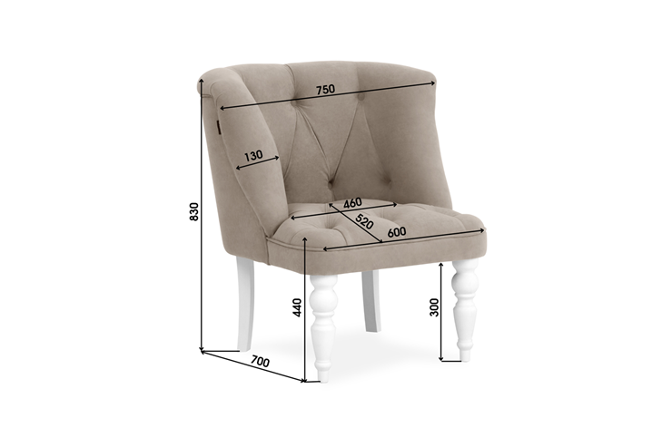 Мягкое кресло Бриджит бежевый ножки белые в Магадане - изображение 3