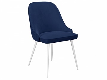 Кухонный стул 256, микровелюр К17 синий, ножки белые в Магадане - предосмотр