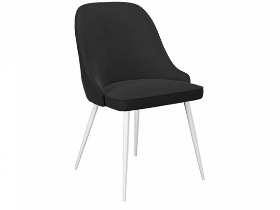Мягкий стул 256, микровелюр К21 черный, ножки белые в Магадане - изображение