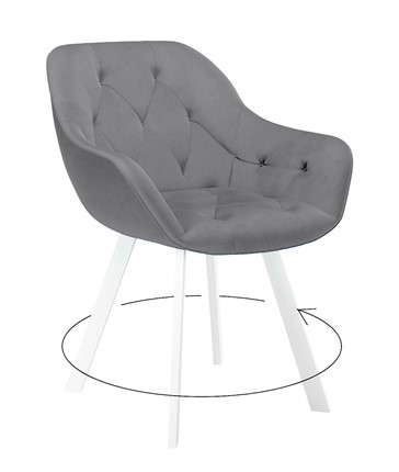 Мягкий стул 262 Поворотный, Микровелюр Z28 Темно-серый / опоры белые в Магадане - изображение