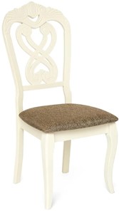 Обеденный стул Андромеда, дерево гевея 47х55х107 Ivory white/ткань коричневая S 168-7 арт.19544 в Магадане