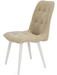 Обеденный стул Бакарди, ноги белые круглые R38/велюр T170 Бежевый в Магадане - предосмотр