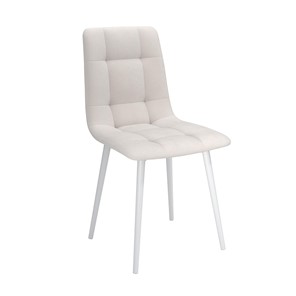 Обеденный стул Белла, велюр тенерифе крем/Цвет металл белый в Магадане