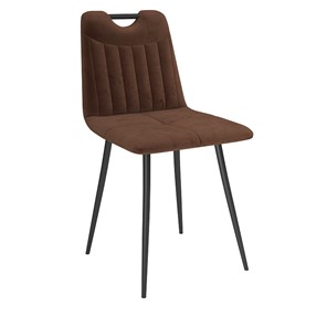 Обеденный стул Брандо, велюр тенерифе шоколад/Цвет металл черный в Магадане