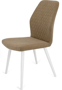 Обеденный стул Кубика Кальяри, ноги белые круглые XL (R32)/велюр T184 Кофе с молоком в Магадане
