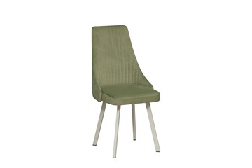 Обеденный стул Лион, велюр тенерифе нефрит/Цвет металл белый в Магадане