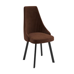 Обеденный стул Лион, велюр тенерифе шоколад/Цвет металл черный в Магадане