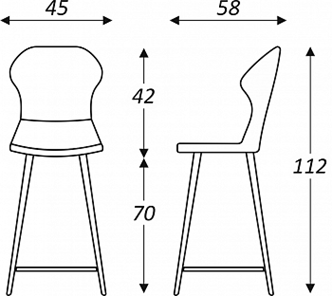 Обеденный стул Марио барный(Бордо Т175/ноги черные) в Магадане - предосмотр 2