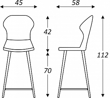 Обеденный стул Марио барный(Бордо Т175/ноги черные) в Магадане - изображение 2