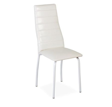 Обеденный стул Волна, прошивка горизонтально, каркас металл белый, Аттика белый в Магадане - изображение