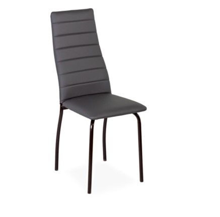 Обеденный стул Волна, прошивка горизонтально, каркас металл коричневый, экотекс серый в Магадане - изображение