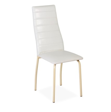 Обеденный стул Волна, прошивка горизонтально, каркас металл бежевый, Аттика белый в Магадане - изображение