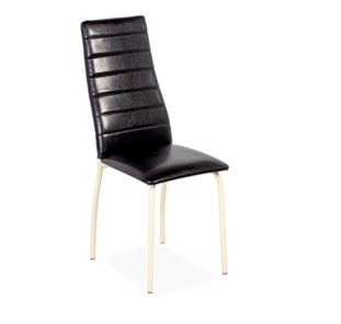 Обеденный стул Волна, прошивка горизонтально, каркас металл бежевый, Аттика черный в Магадане