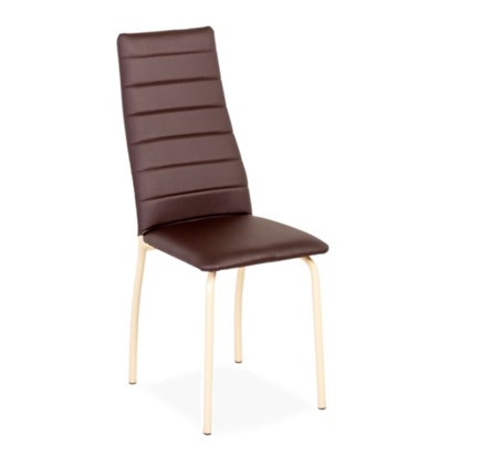 Обеденный стул Волна, прошивка горизонтально, каркас металл бежевый, экотекс шоколад в Магадане - изображение