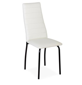 Обеденный стул Волна, прошивка горизонтально, каркас металл черный, экотекс белый в Магадане