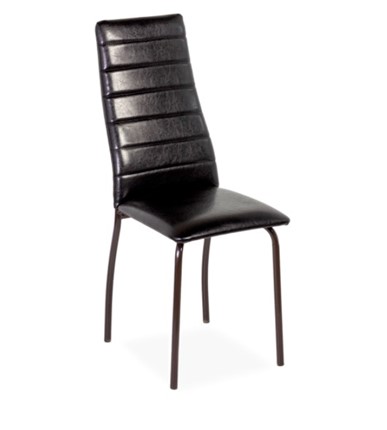 Кухонный стул Волна, прошивка горизонтально, каркас металл коричневый, Аттика черный в Магадане - изображение