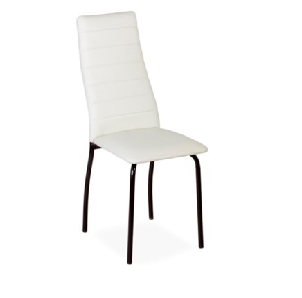 Обеденный стул Волна, прошивка горизонтально, каркас металл коричневый, экотекс белый в Магадане - изображение